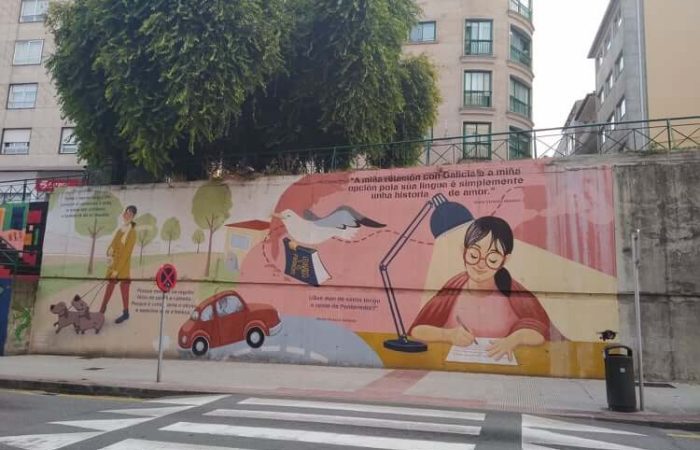 Mural a sair de Pontevedra